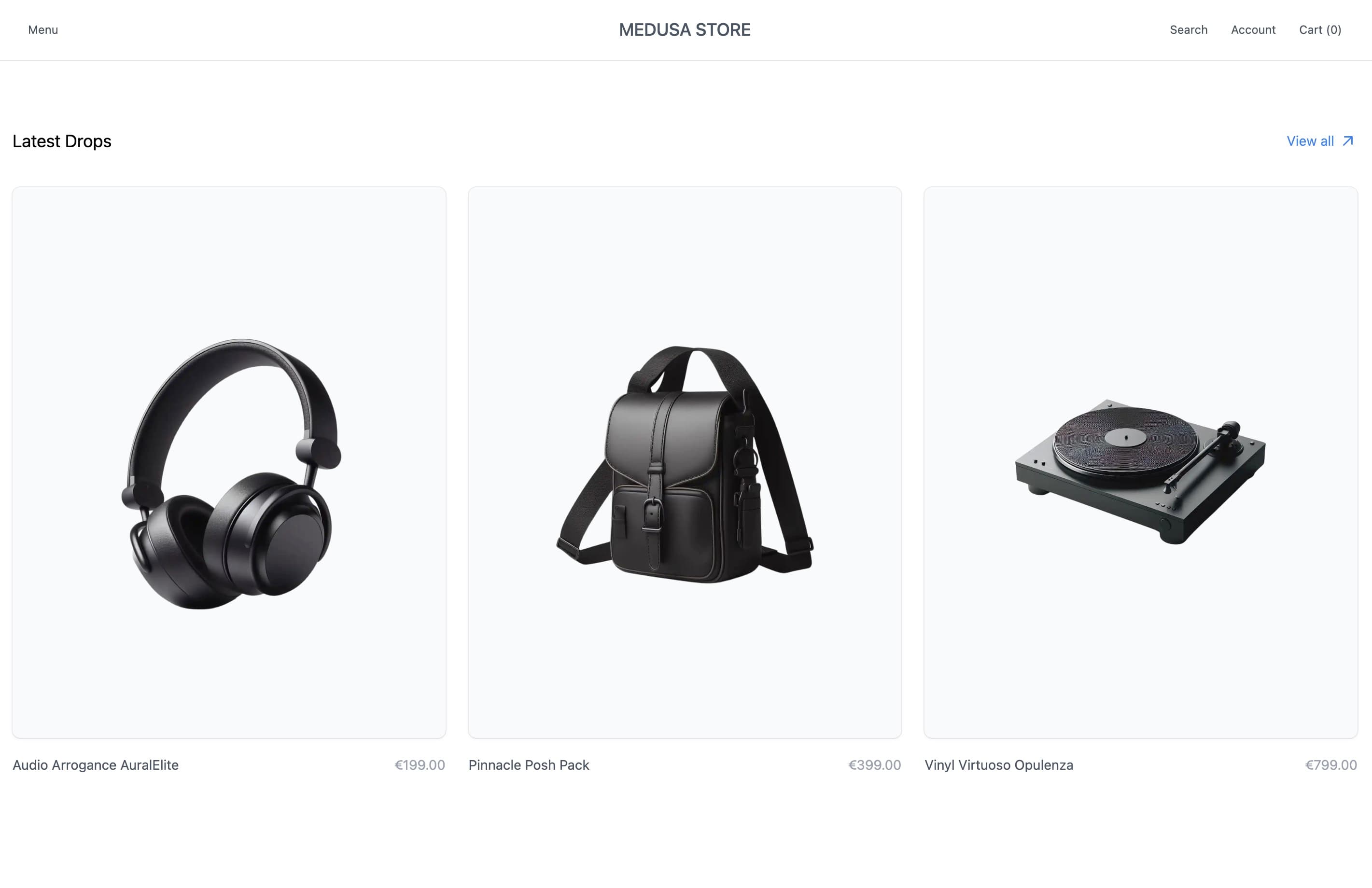 medusa next.js ecommerce template product collection