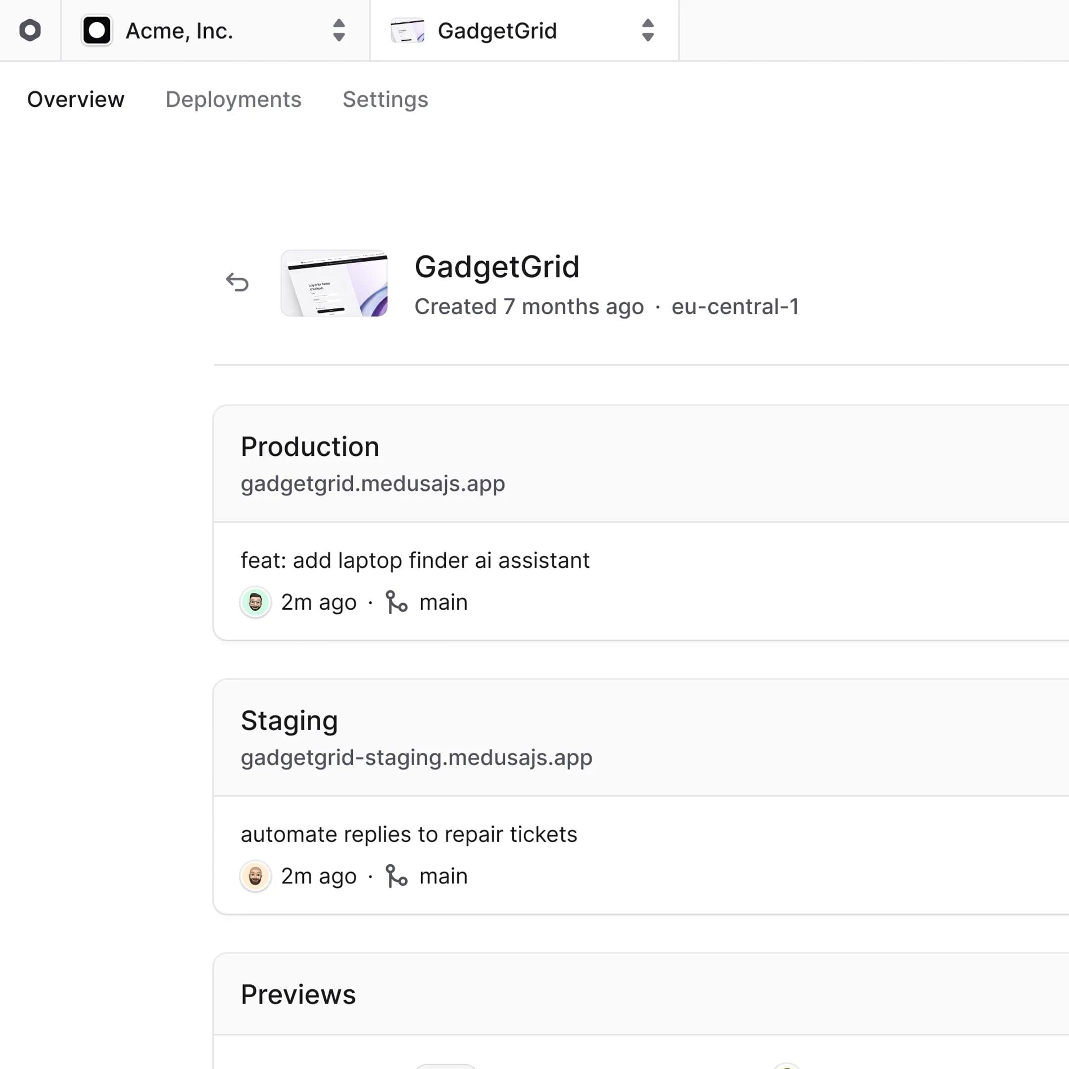 Staging and dev environments