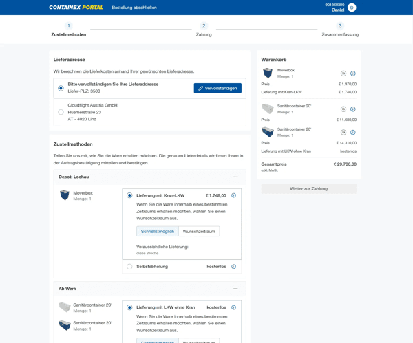 B2B portal for container rentals in 20+ markets with real-time product sync, dynamic pricing, and more case